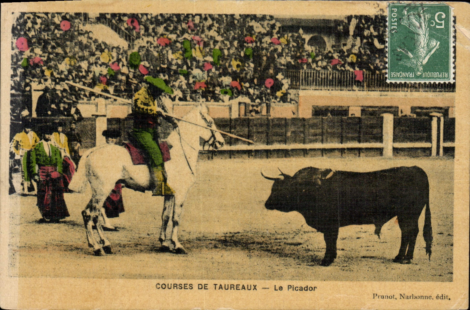 CPA Corrida Course de taureaux Le picador (carte toilee)
