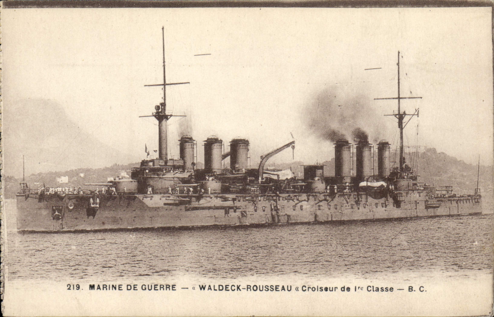 Vintage Postcard Warship Waldeck Rousseau Cruiser of 1st class