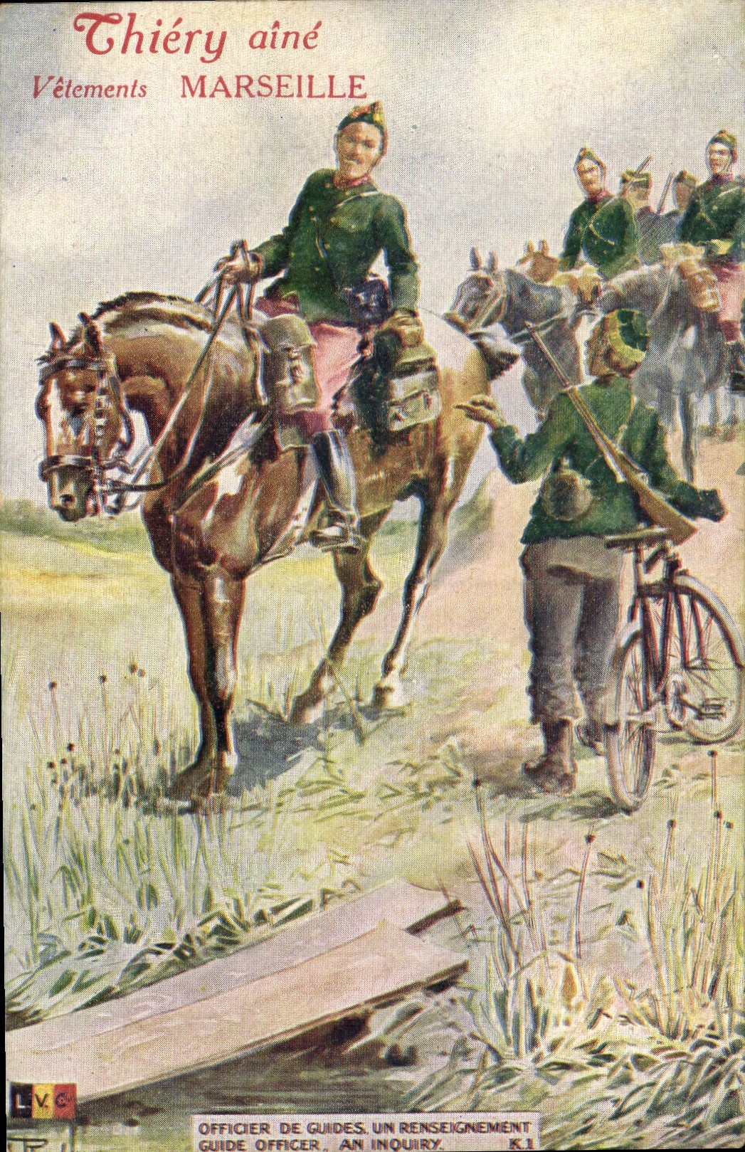 CPA Militaria LVC Officier de guides Un renseignement Velo Cycle