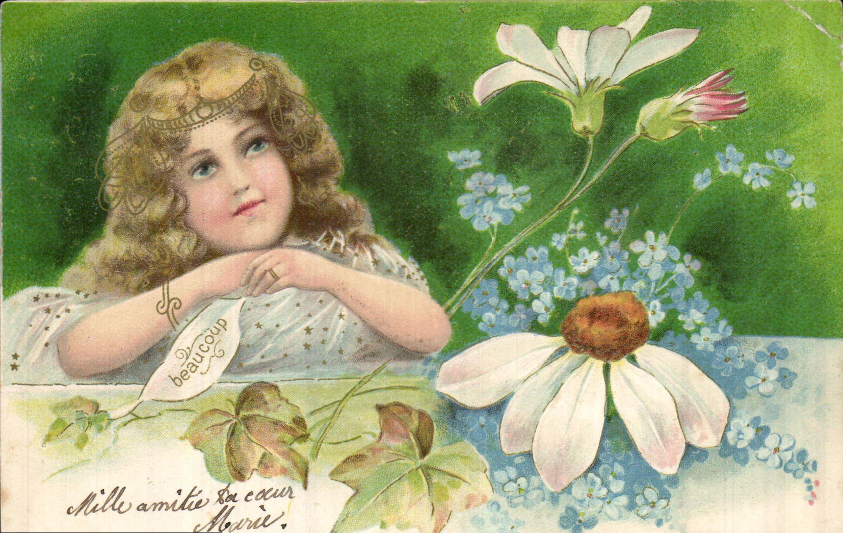 Vintage Postcard Fantasy Flowers Much