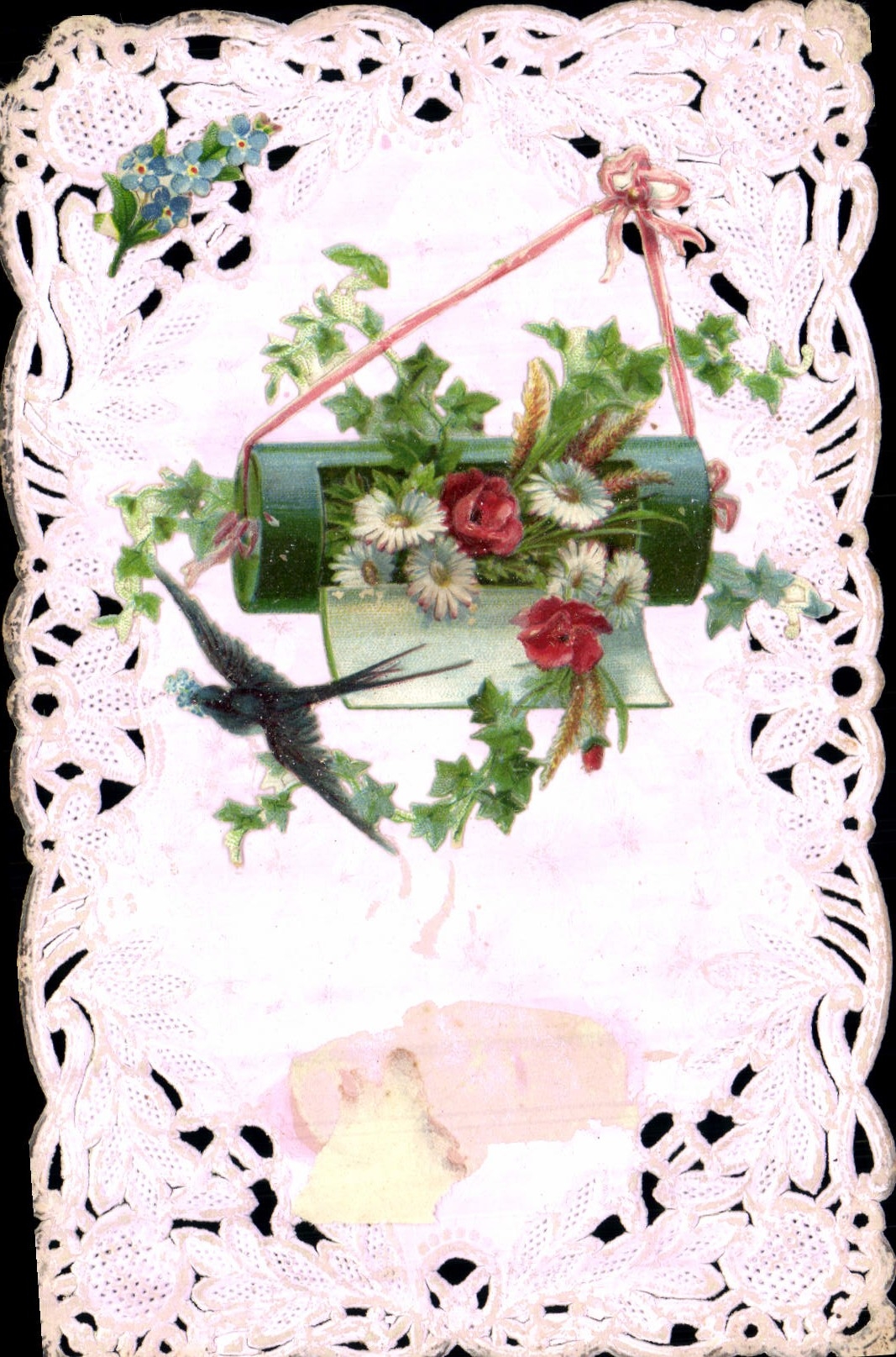 Vintage Postcard Embroidered Fantasy Flowers