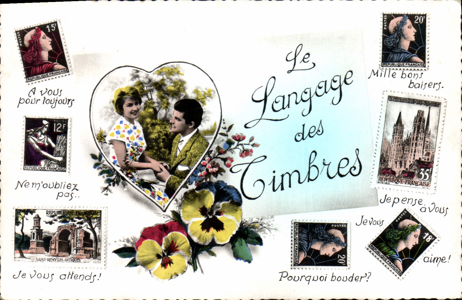 Vintage Postcard Fantasy the language of the stamps