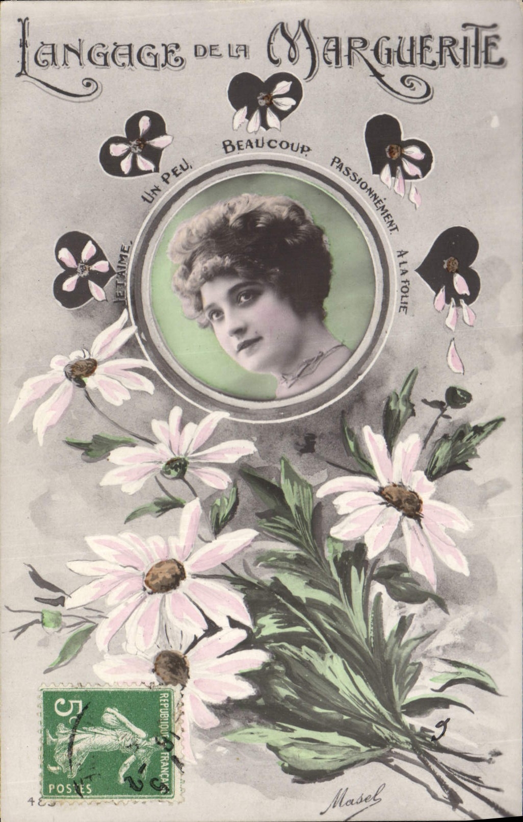 Vintage Postcard Fantasy the language of the daisy