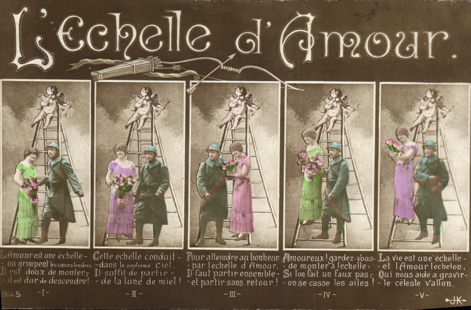 Vintage Postcard Fantasy the scale of love Soldier Militaria Angel