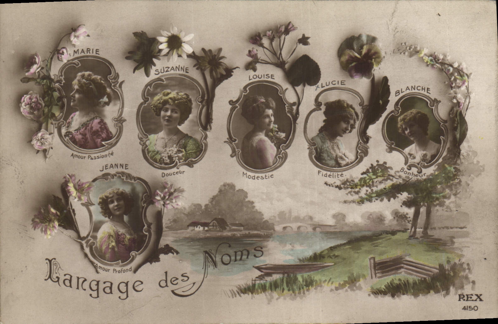 Vintage Postcard Fantasy the language of the names Woman