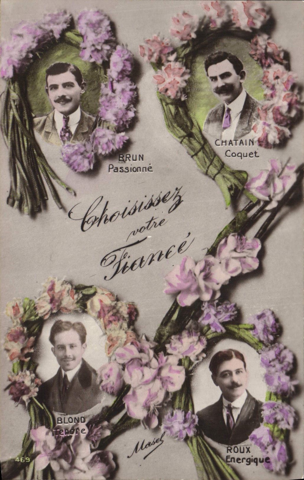 CPA Fantaisie Homme Fleurs 