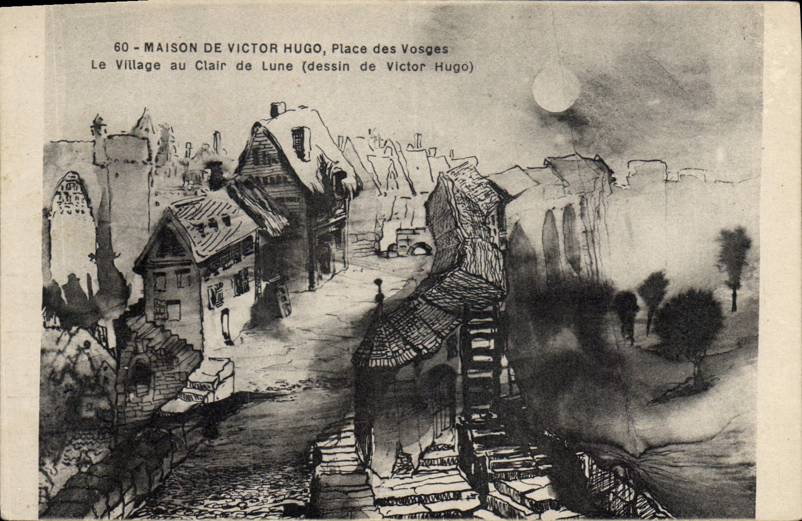 CPA Maison de Victor Hugo Place des Vosges Le village au clair de lune