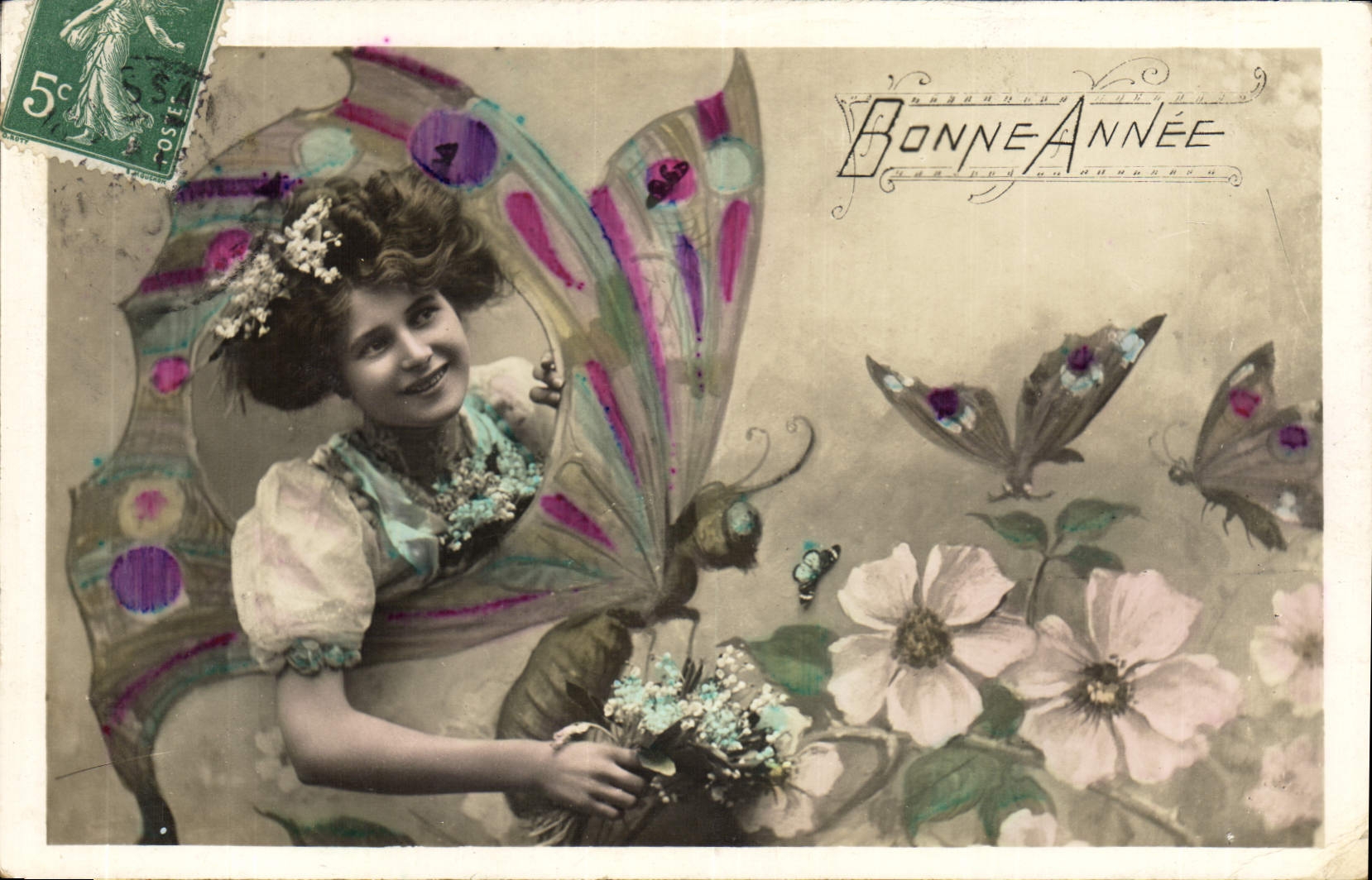 Vintage Postcard Fantasy Woman Butterfly Range