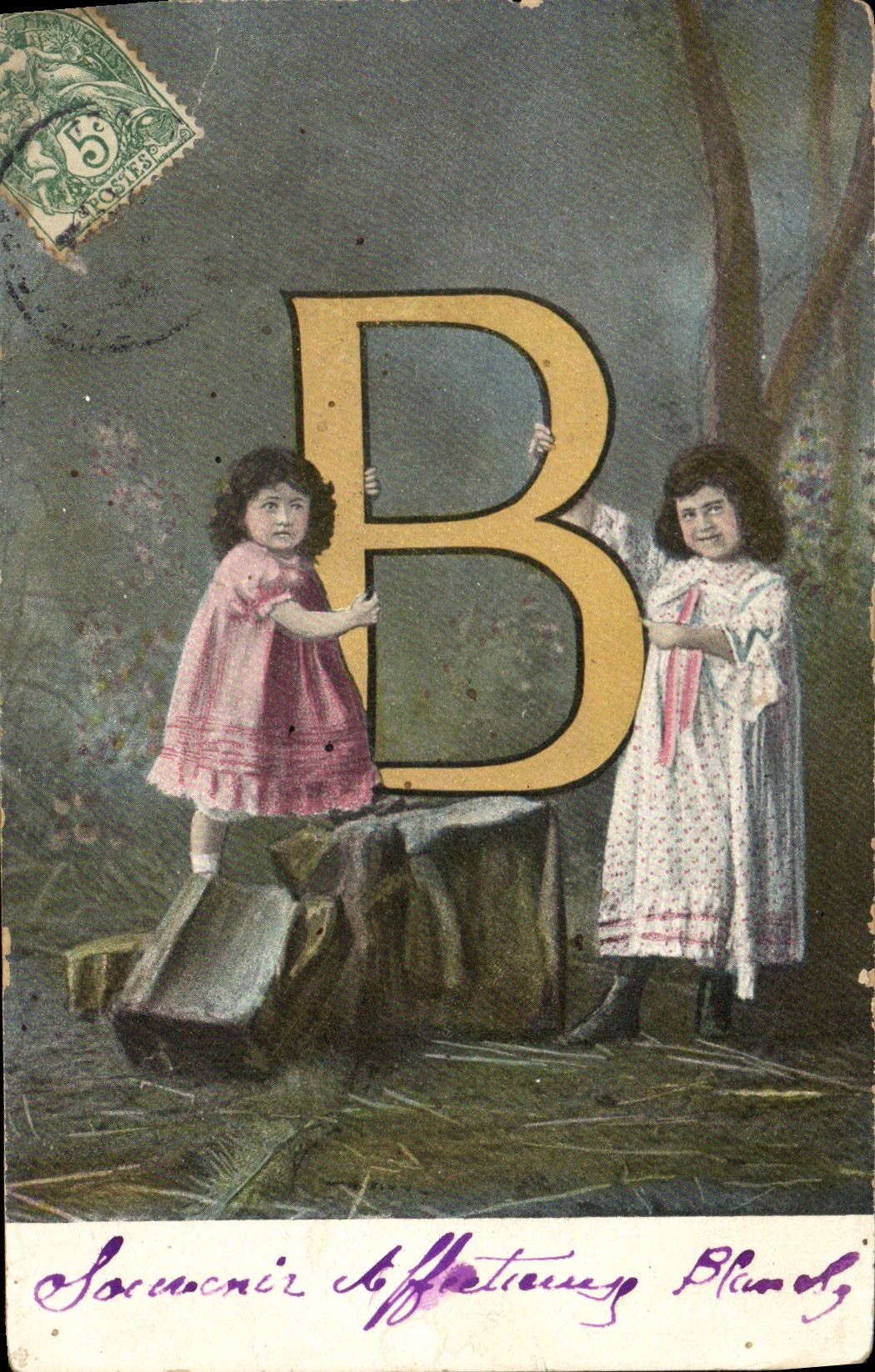 CPA Fantaisie Enfants Lettres Lettre B