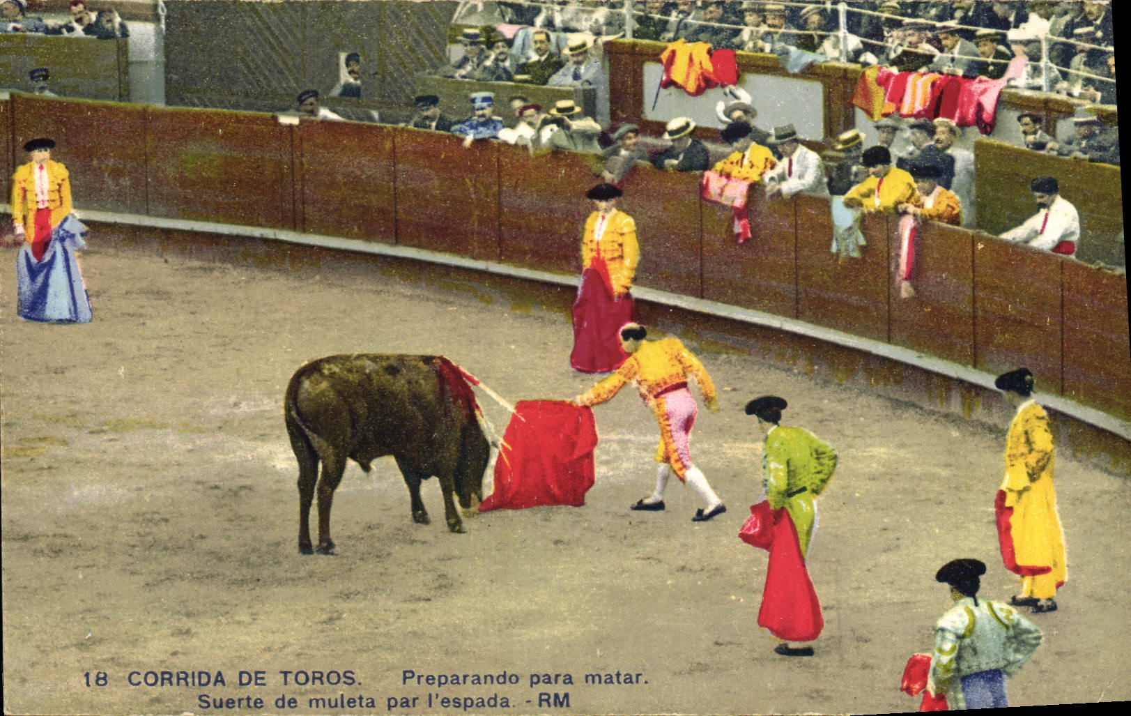 CPA Corrida Course de Taureaux Preparando para matar Suerte de muleta par l'espada