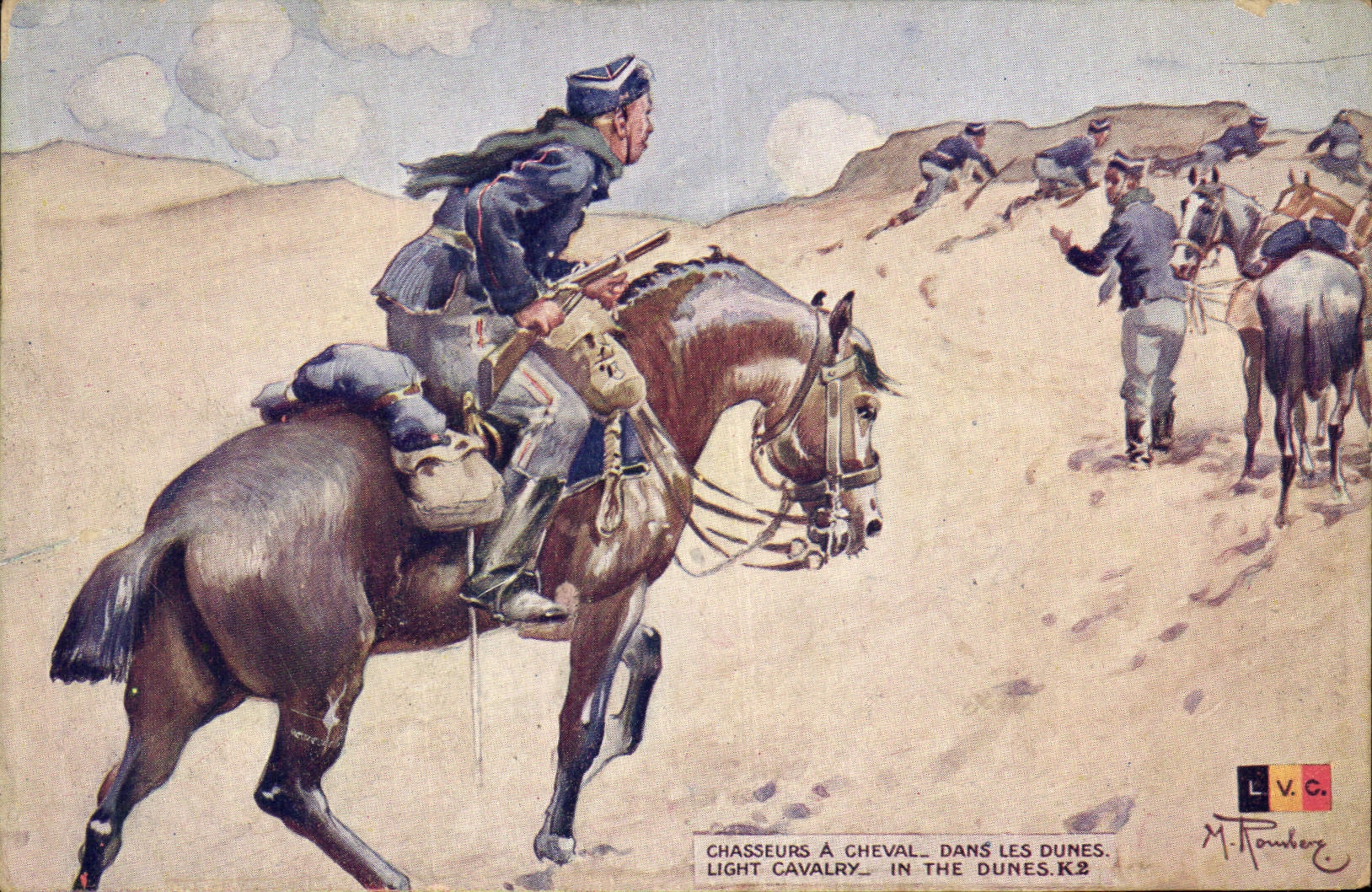 CPA Militaria Chasseurs a cheval Dans les dunes 