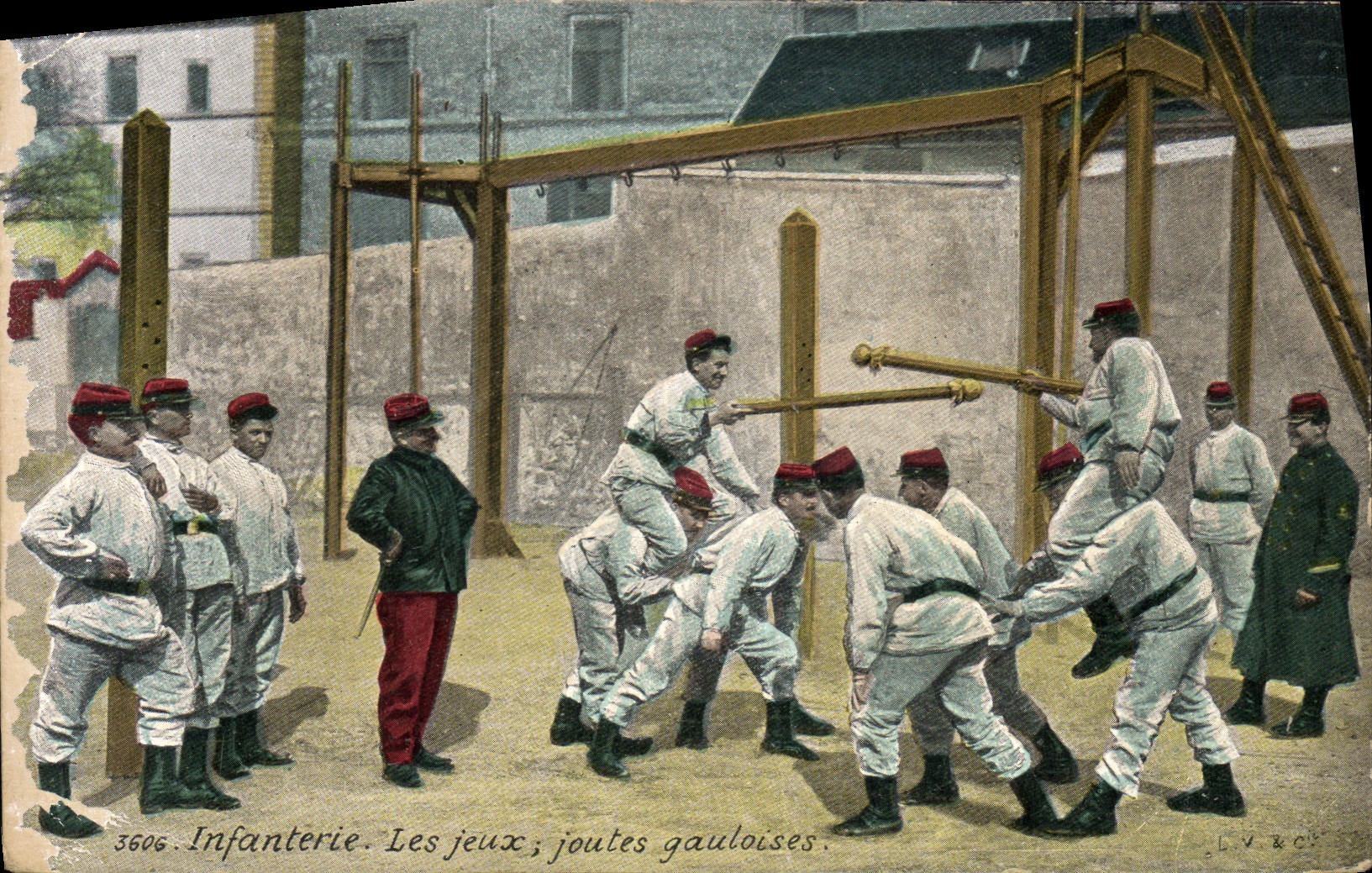 CPA Militaria Infanterie Les jeux joutes gauloises