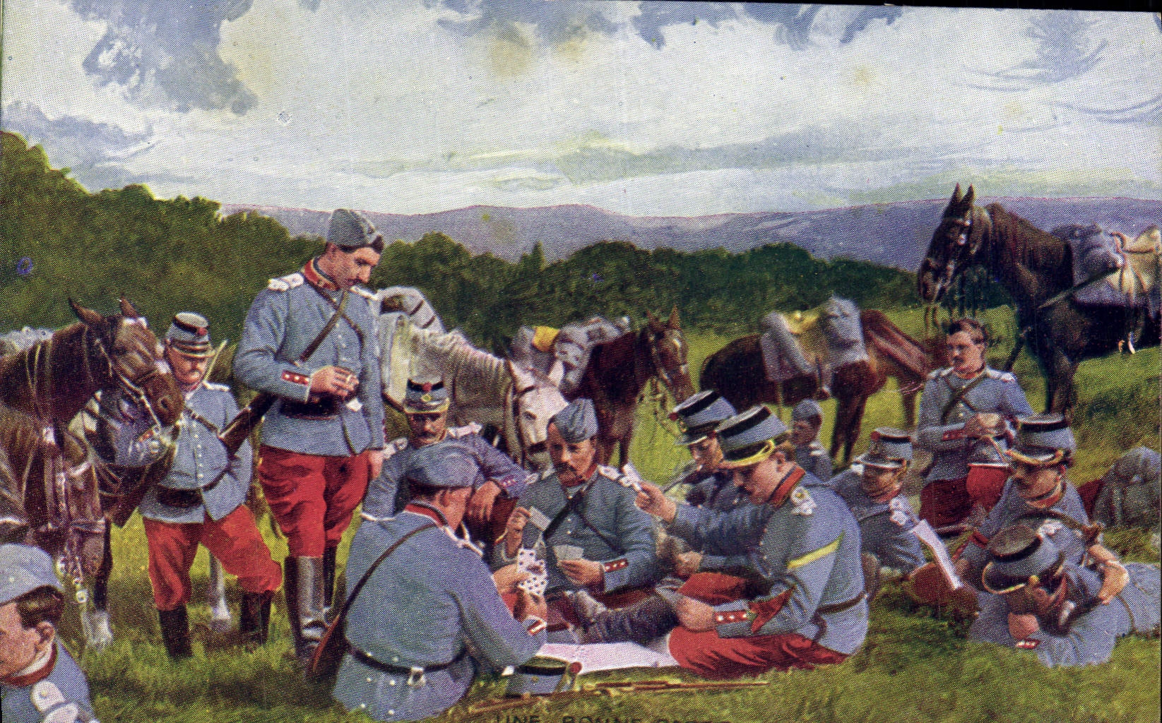 CPA Militaria Une bonne partie Cartes 