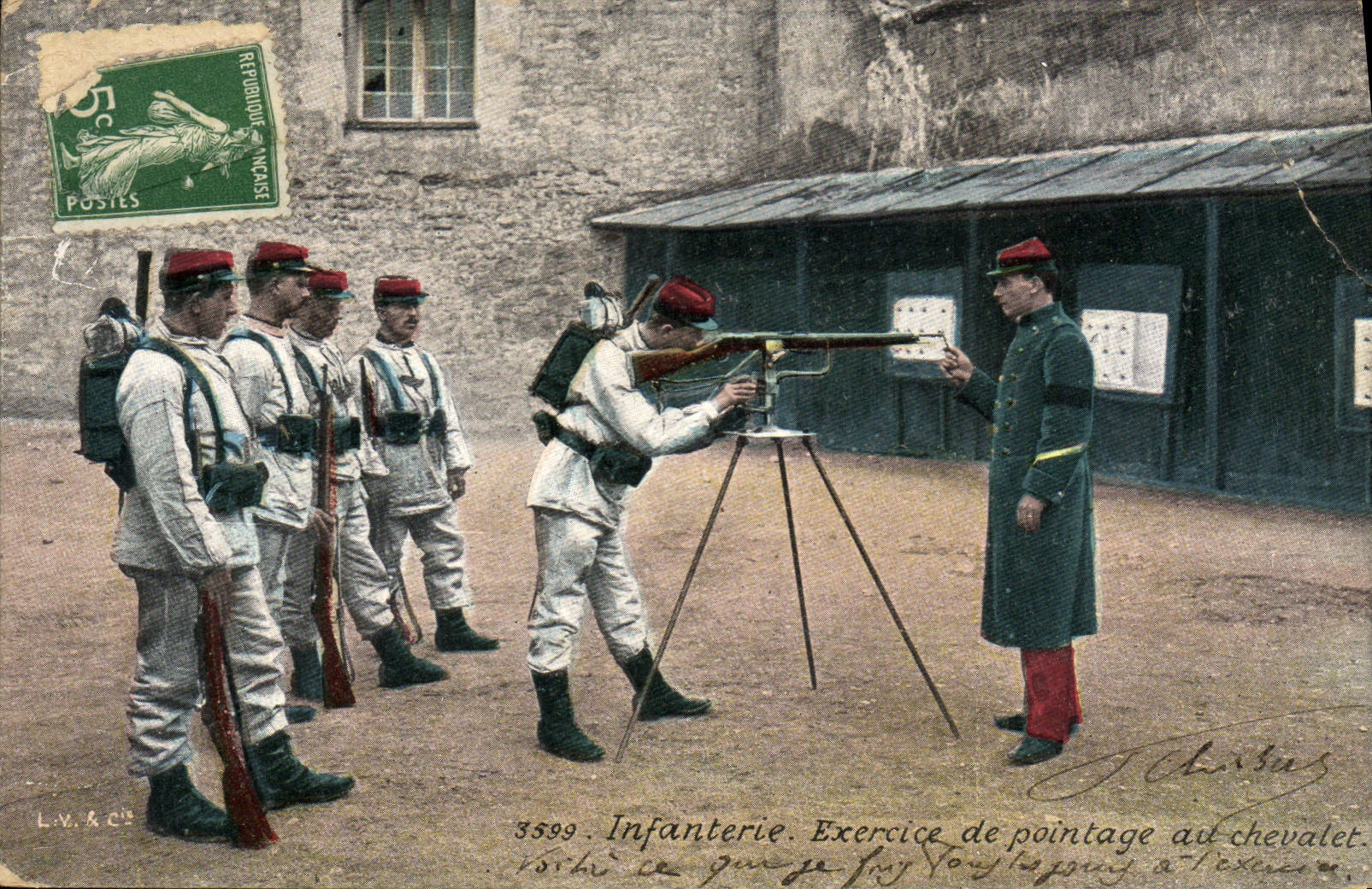CPA Militaria Infanterie Exercice de pointae au chevalet