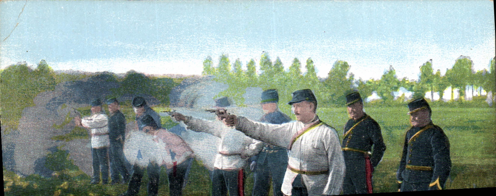 CPA Militaria Artillerie Tir au revolver 
