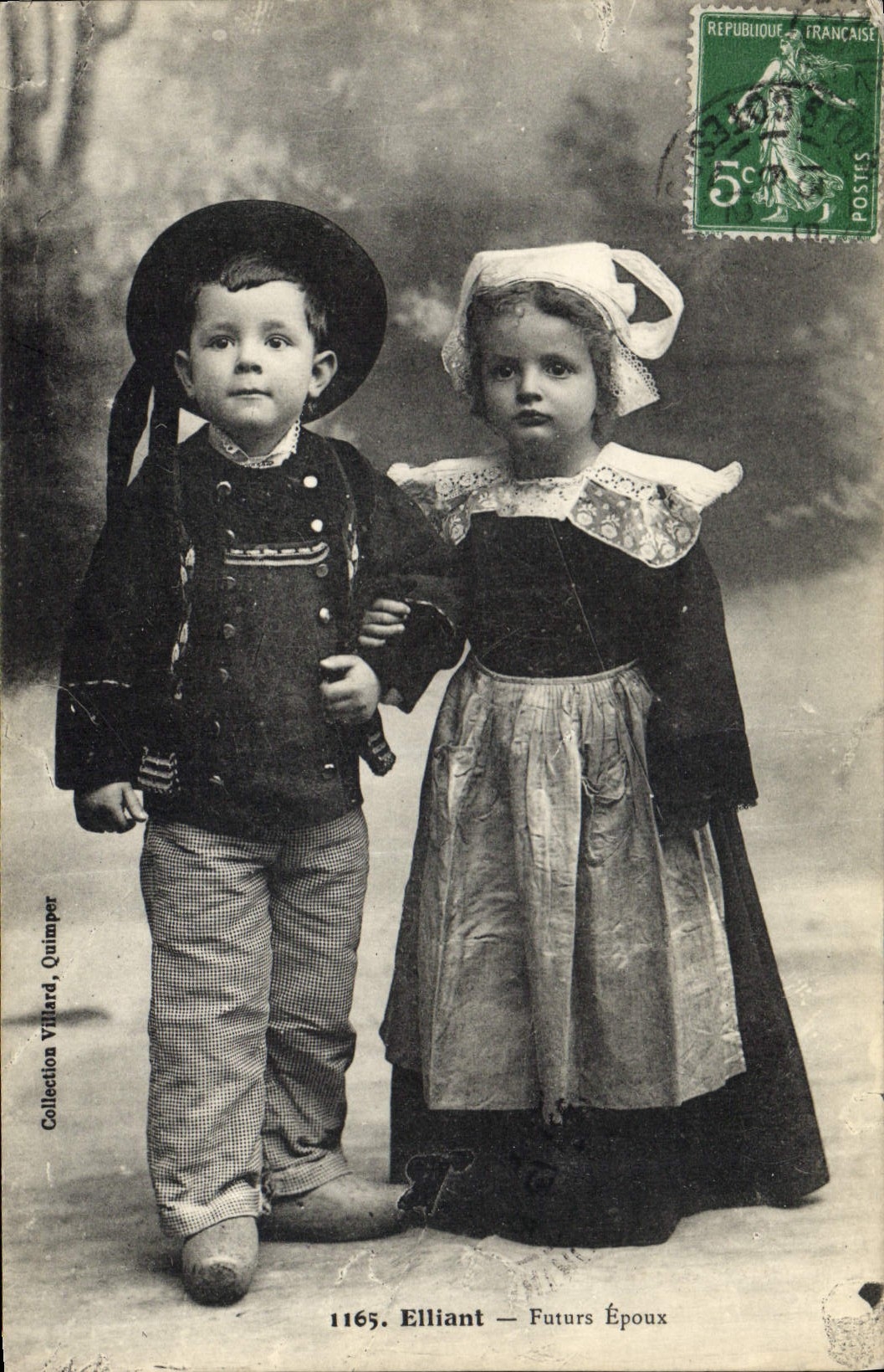 Vintage Postcard Folklore Elliant Bride and groom-to-being Marriage