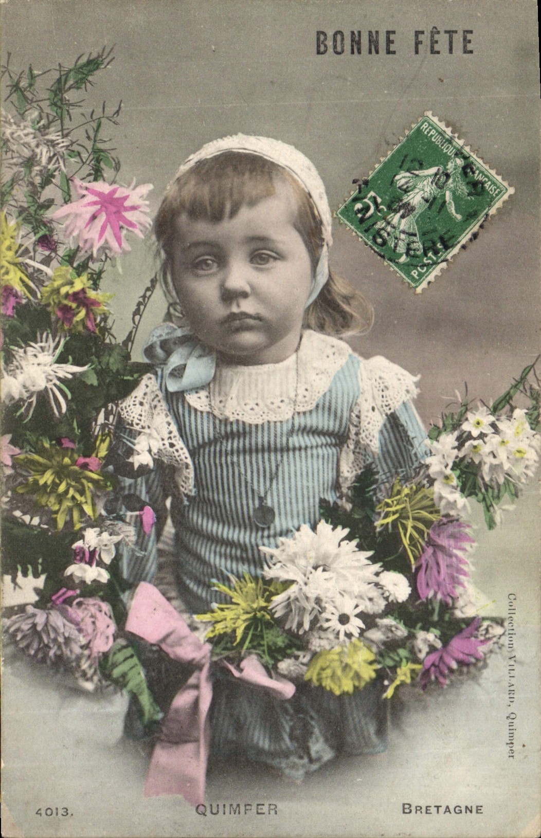 Vintage Postcard Folklore Quimper Child