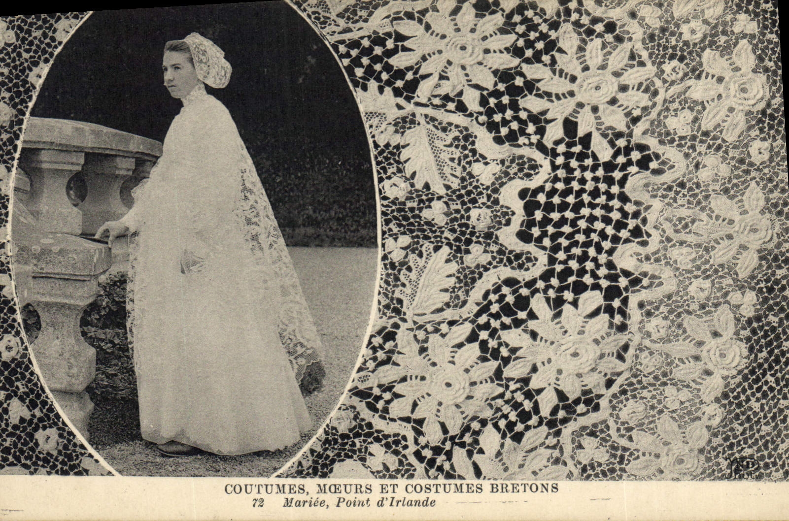 CPA Folklore Dentelle Dentelliere Mariee Point d'Irlande Mariage 
