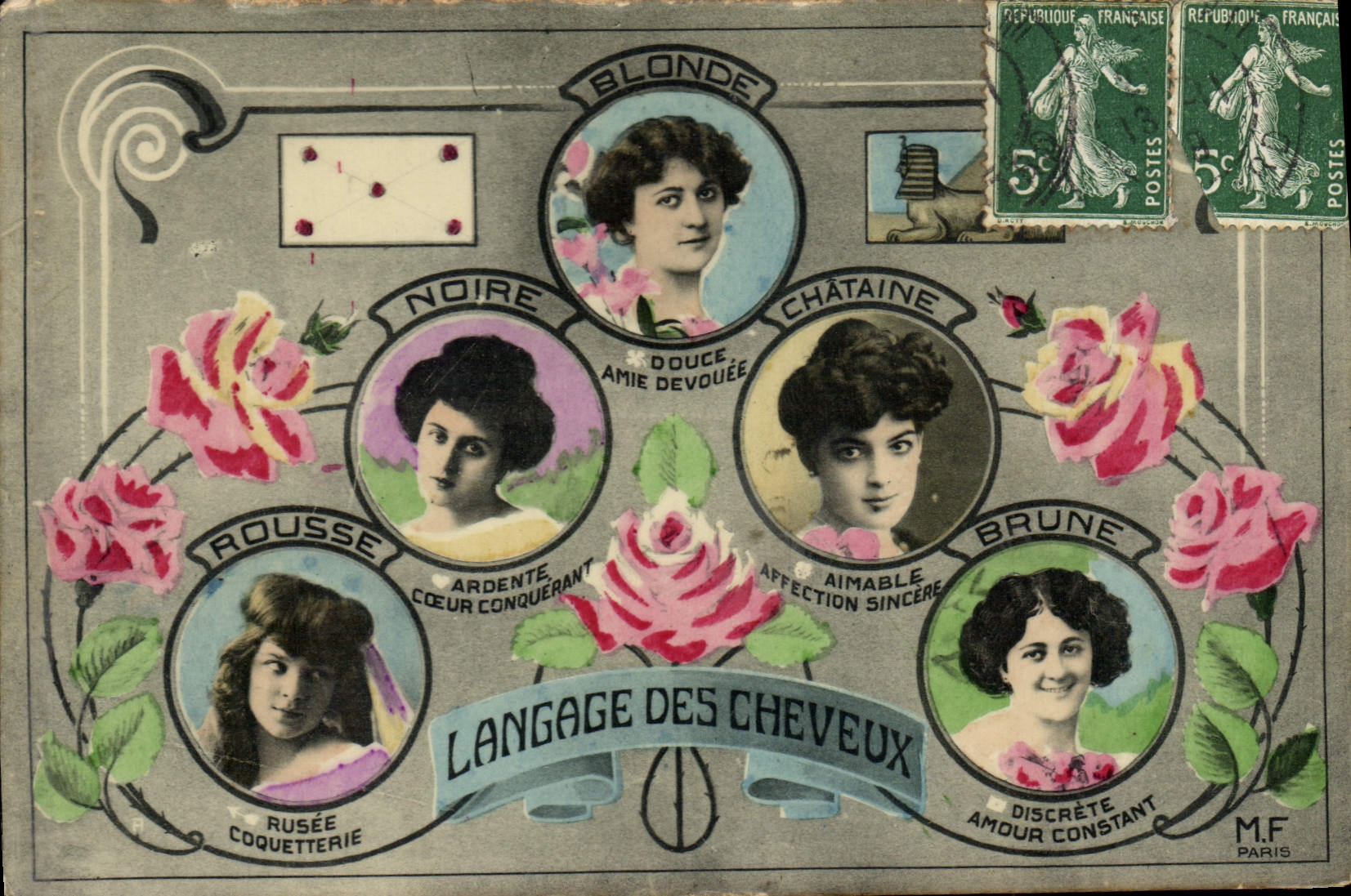 Vintage Postcard Fantasy the language of the horses Women