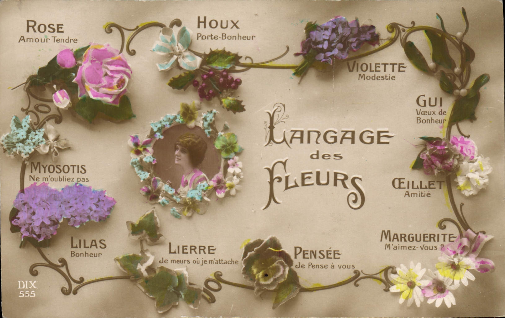 CPA Fantaisie Le langage des fleurs