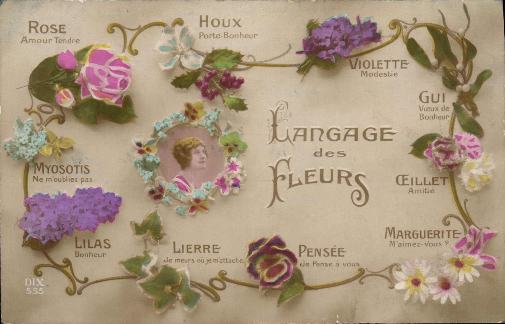 CPA Fantaisie Le langage des fleurs