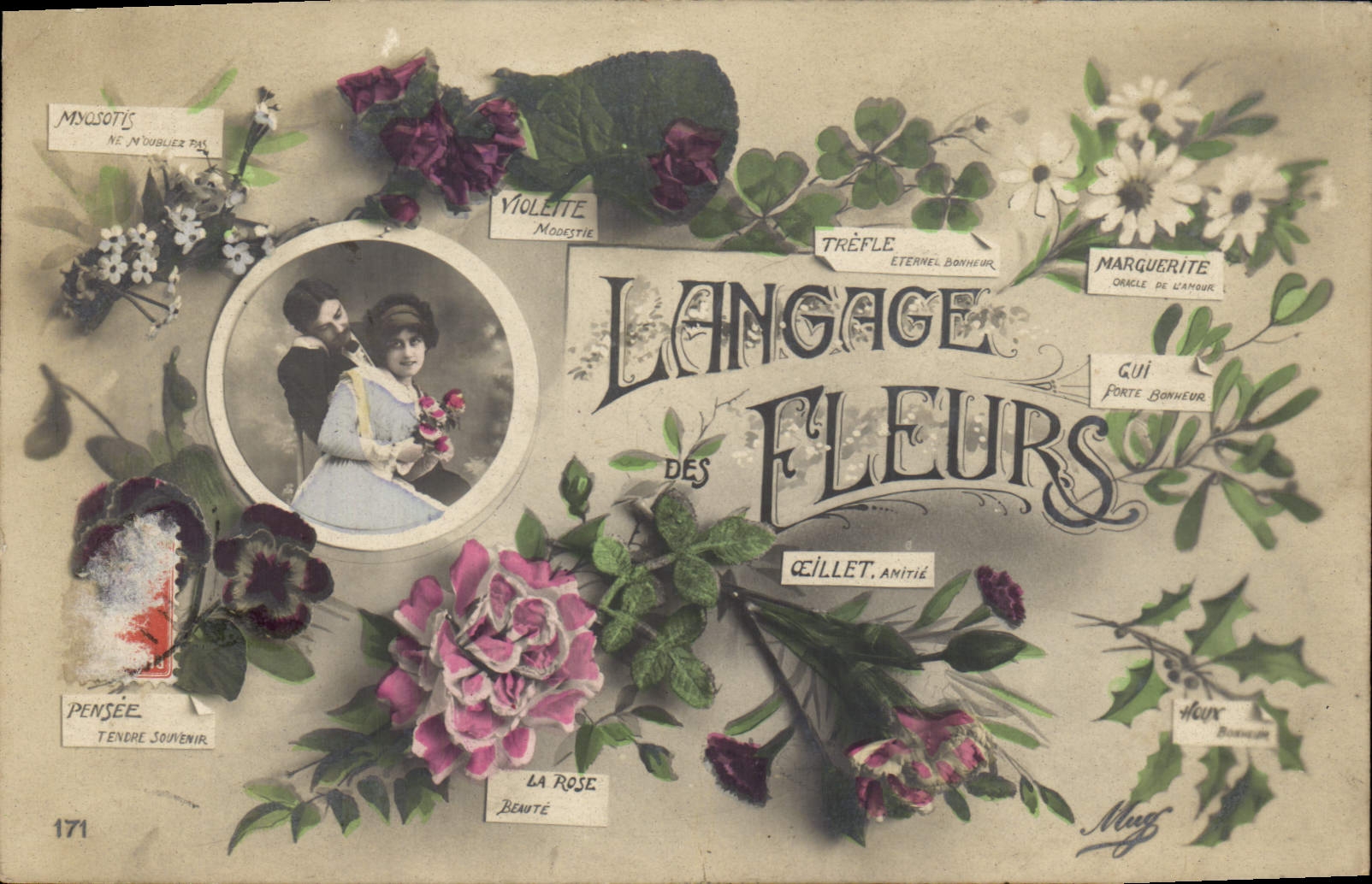 CPA Fantaisie Le langage des Fleurs