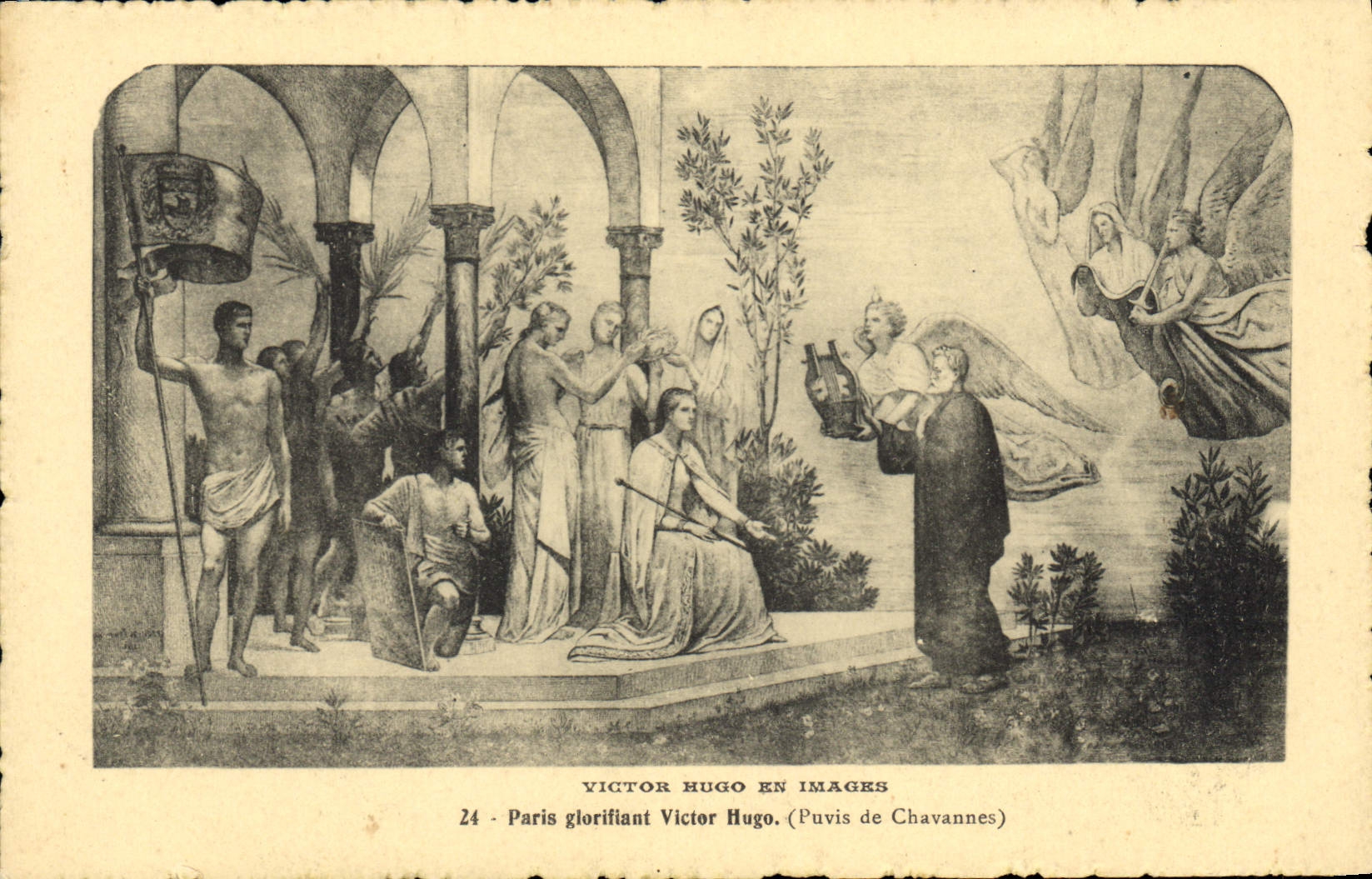 Vintage Postcard Victor Hugo in Paris images glorifying Victor Hugo Puvis de Chavannes