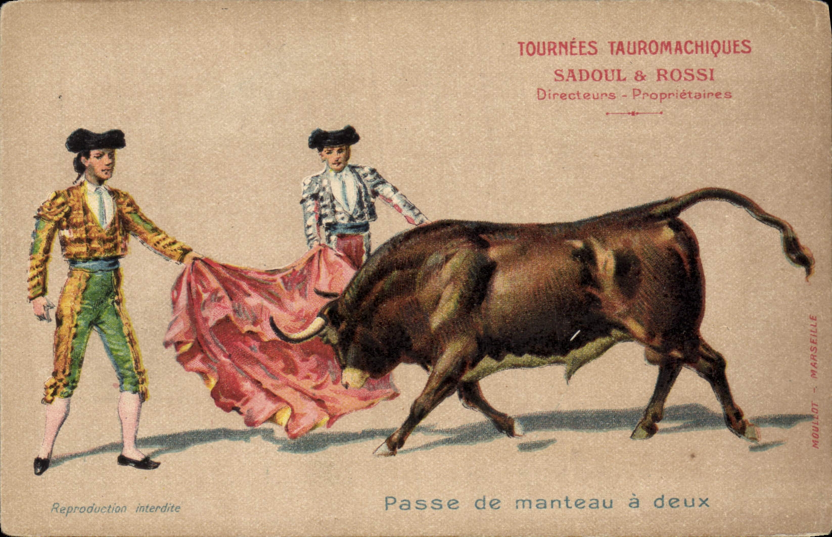 Postal Corrida Corrida de toros Paso de abrigo tiene dos Sadoul y Rossi