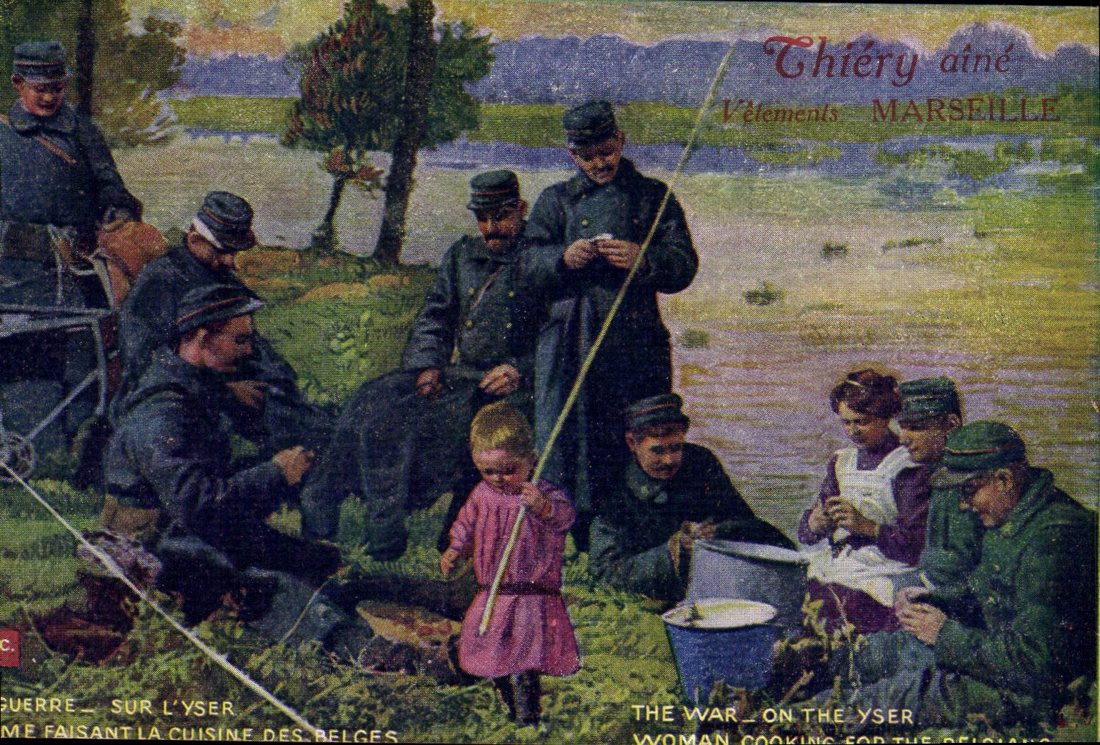 CPA Militaria Sur l'Yser Femme faisant la cuisine des belges 