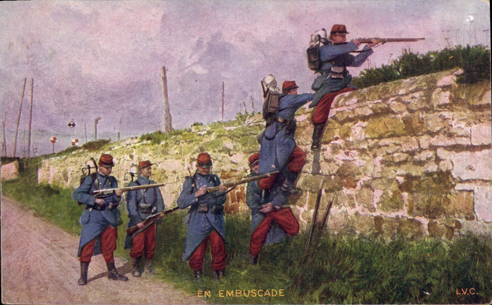 CPA Militaria En Embuscade 