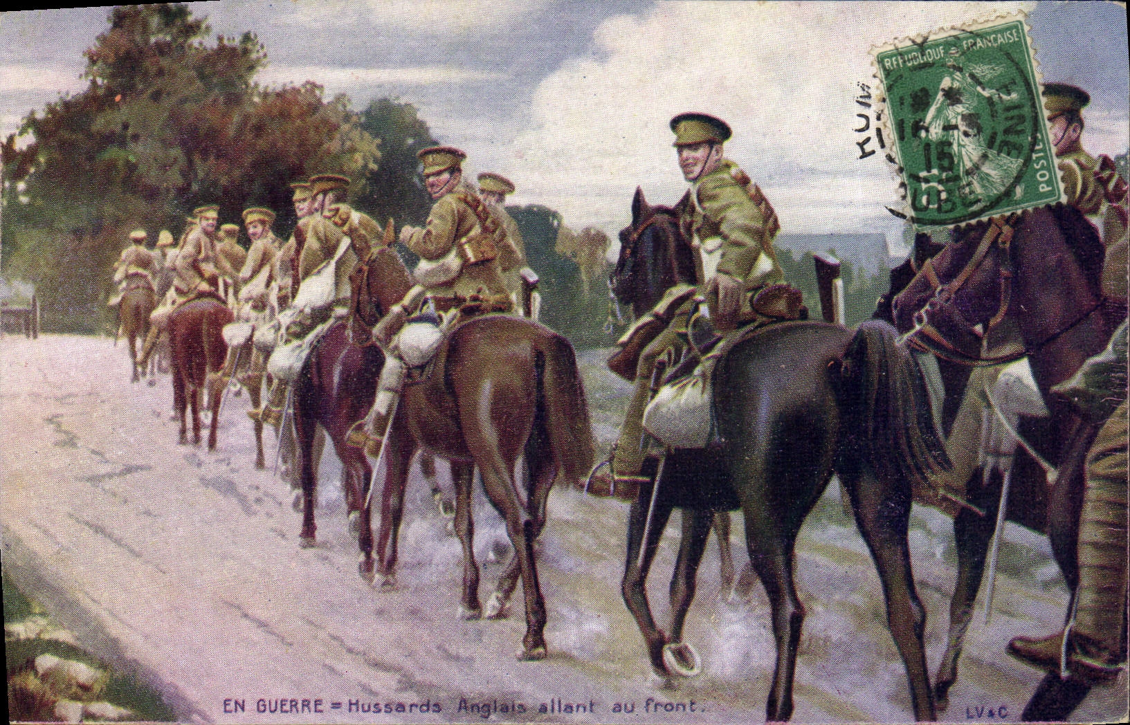 Postal Militaria Húsares Ingleses que va al frente