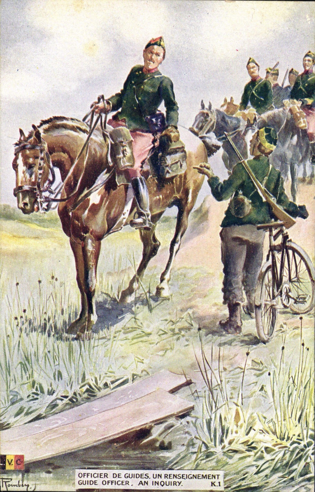 CPA Militaria Officier de guides Un renseignement Velo Cycle 