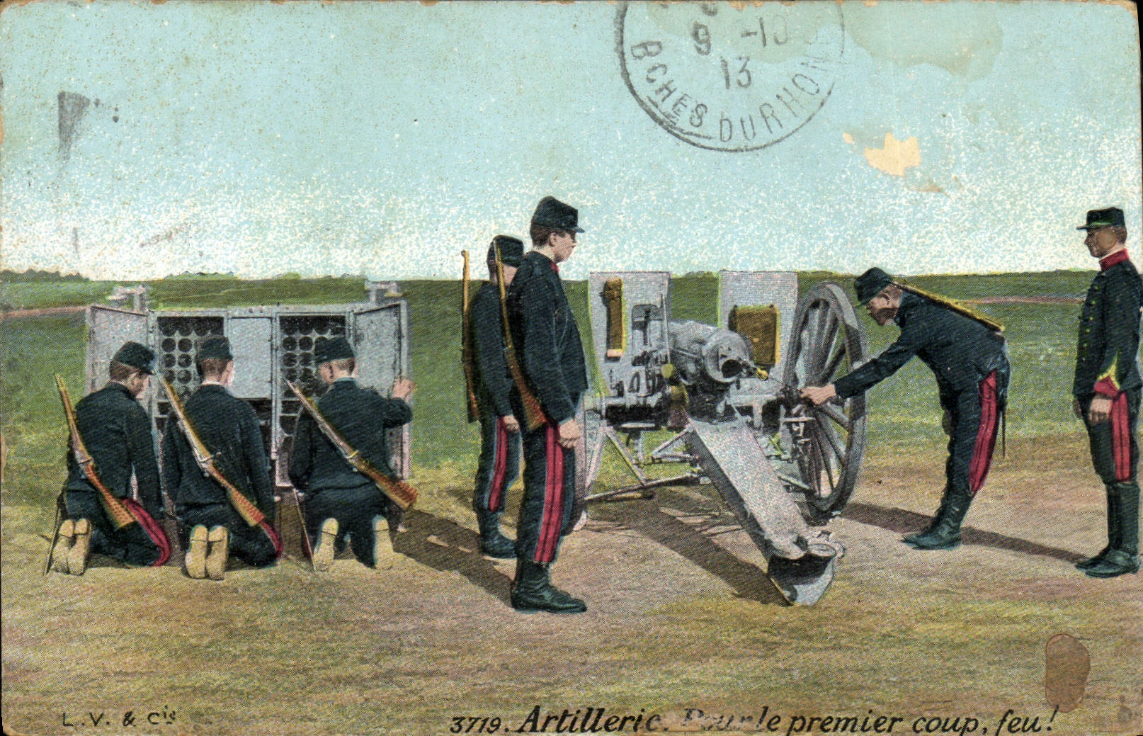 Postal Militaria Artillería para el primer Golpe Fuego!