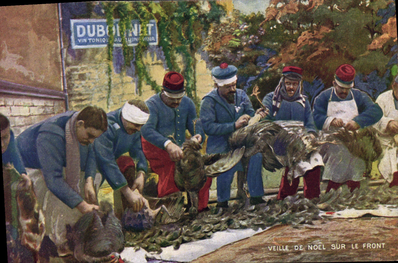 Vintage Postcard Militaria Takes care of Christmas on the face