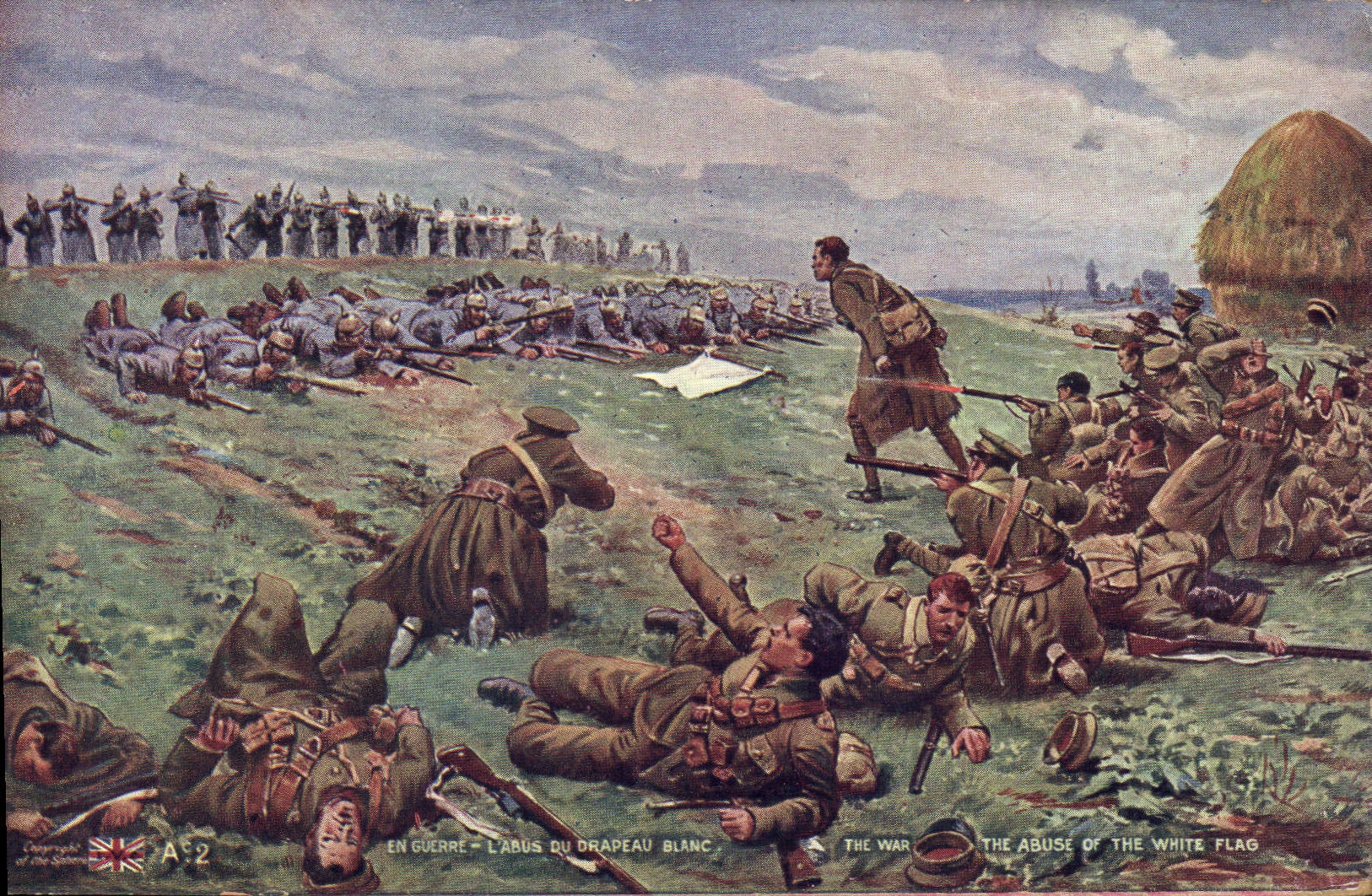 CPA Militaria L'abus du drapeau blanc 