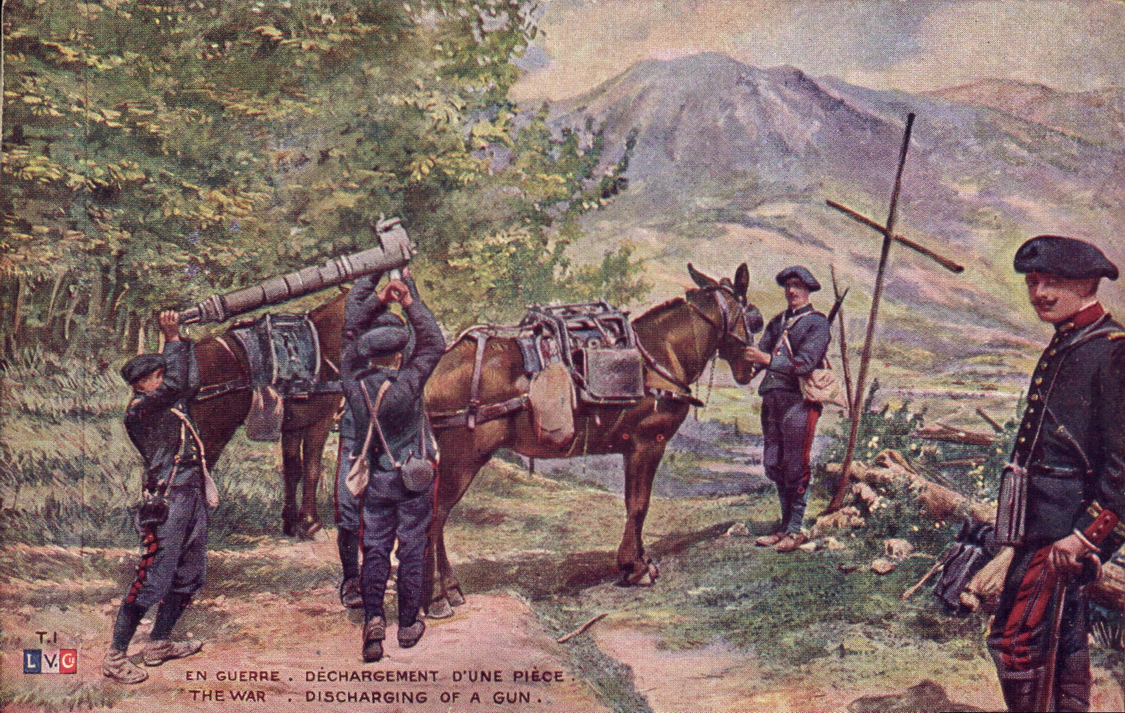 CPA Militaria Dechargement d'une piece 