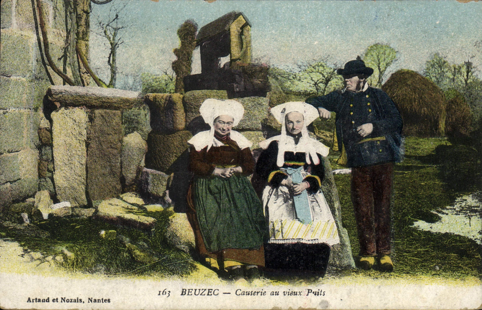 CPA Folklore Beuzec Causerie au vieux puits 