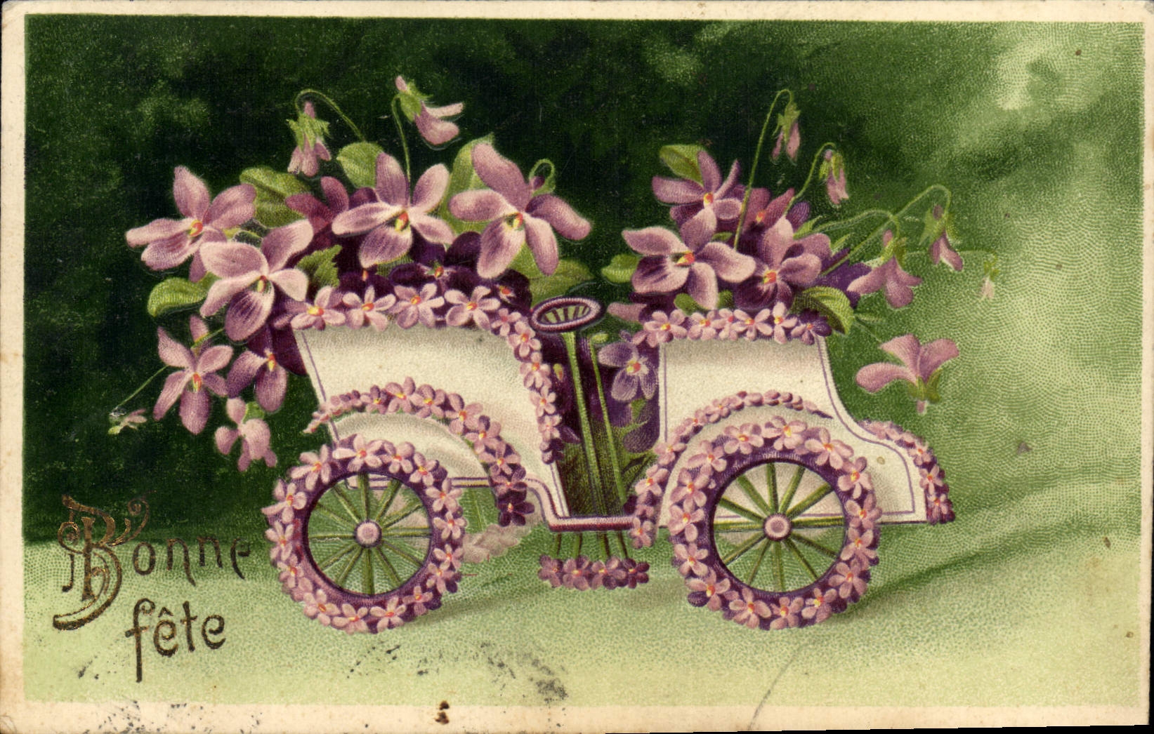 CPA Fantaisie Fleurs Automobile 
