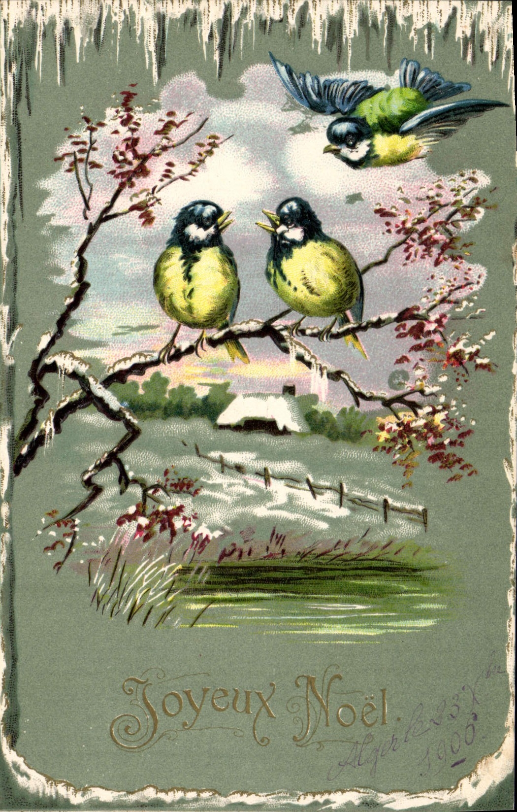 CPA Fantaisie Fleurs Oiseaux 