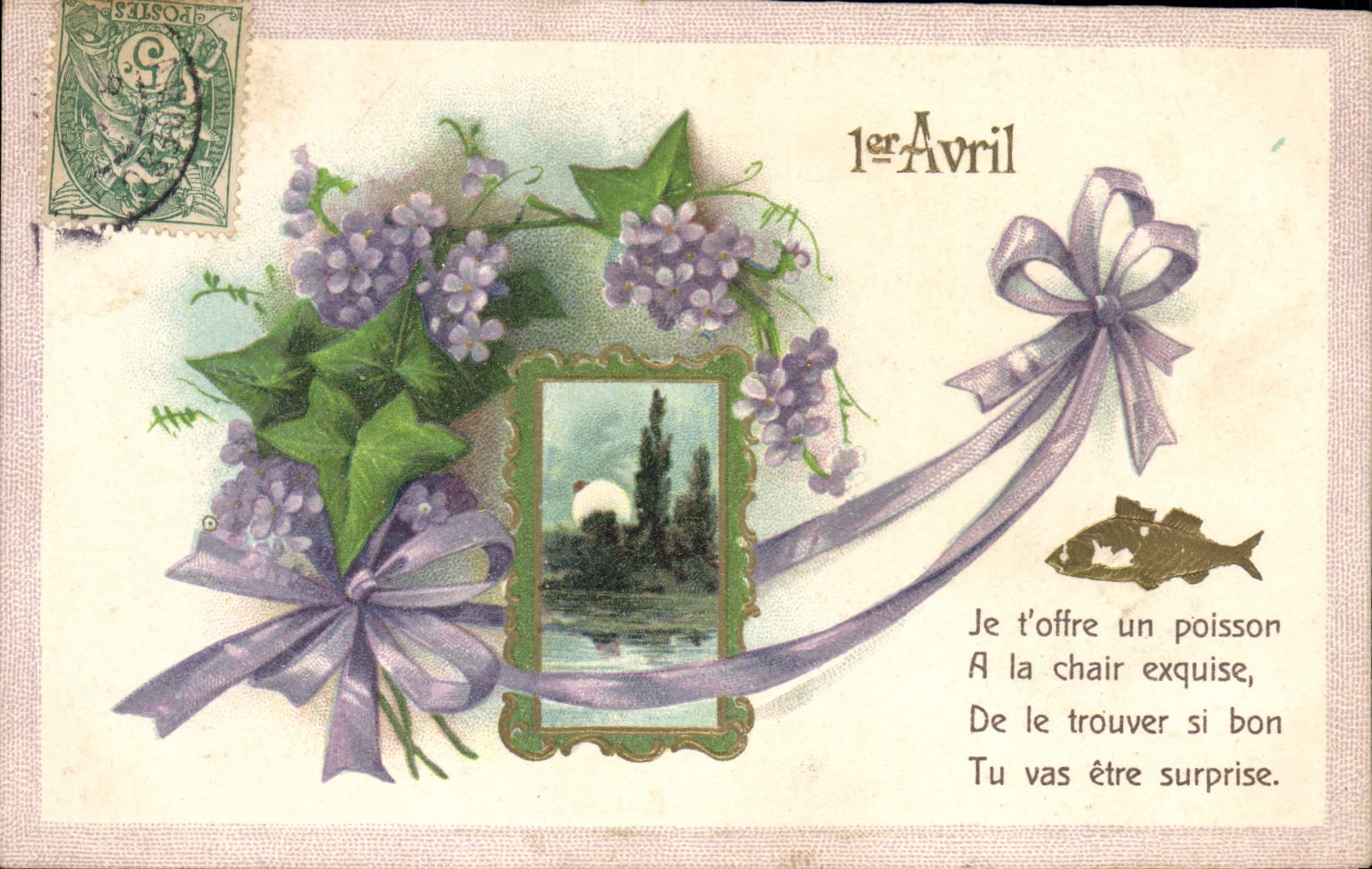 CPA Fantaisie Fleurs Poisson 1er Avril 