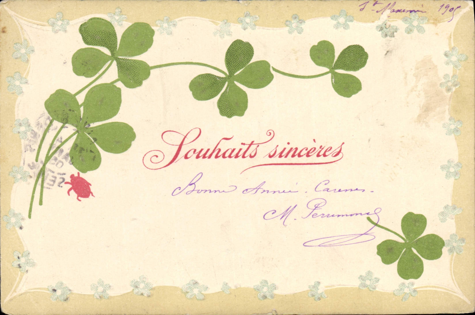 CPA Fantaisie Fleurs Trefles 