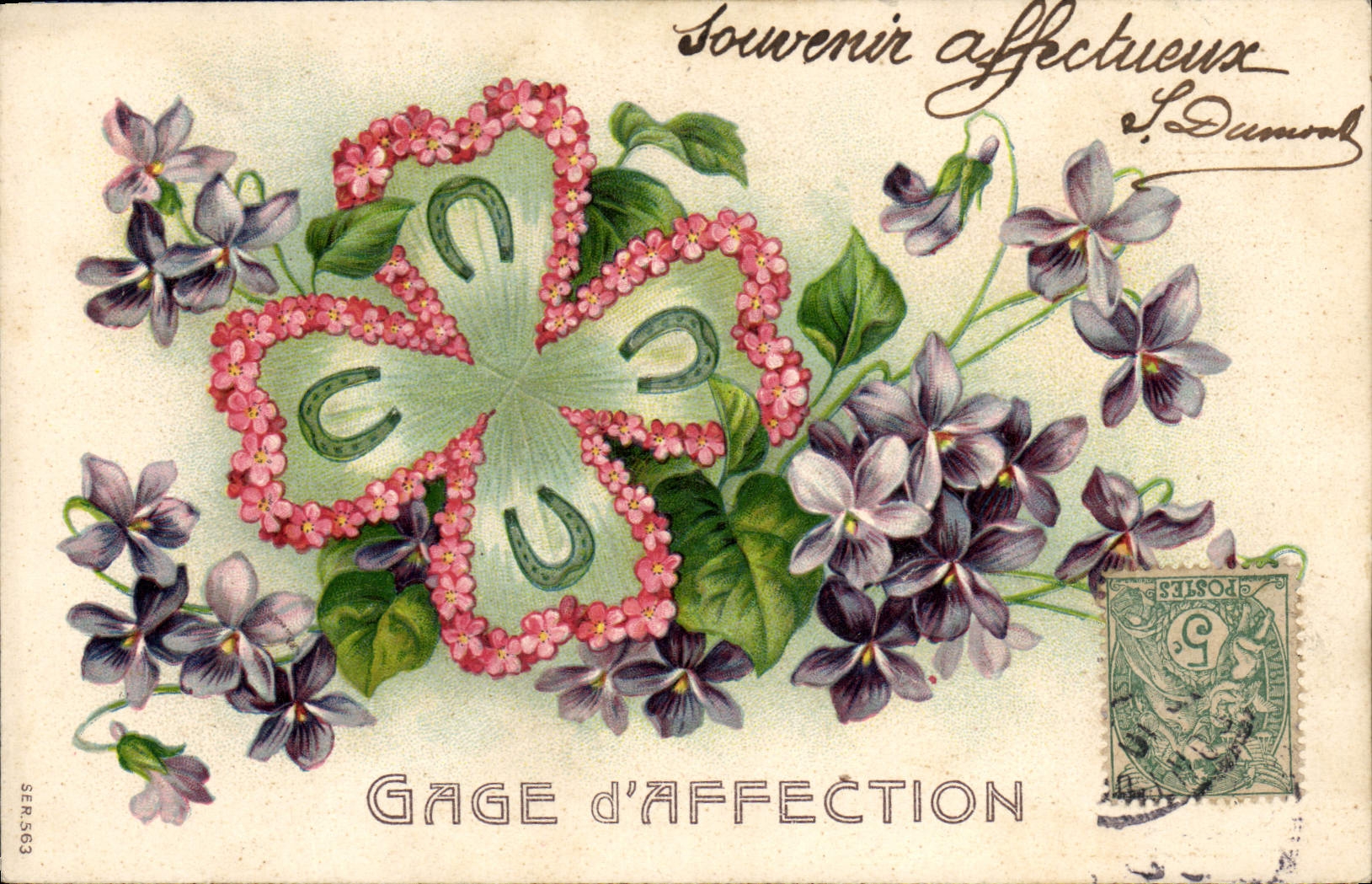 CPA Fantaisie Fleurs Fer a cheval 