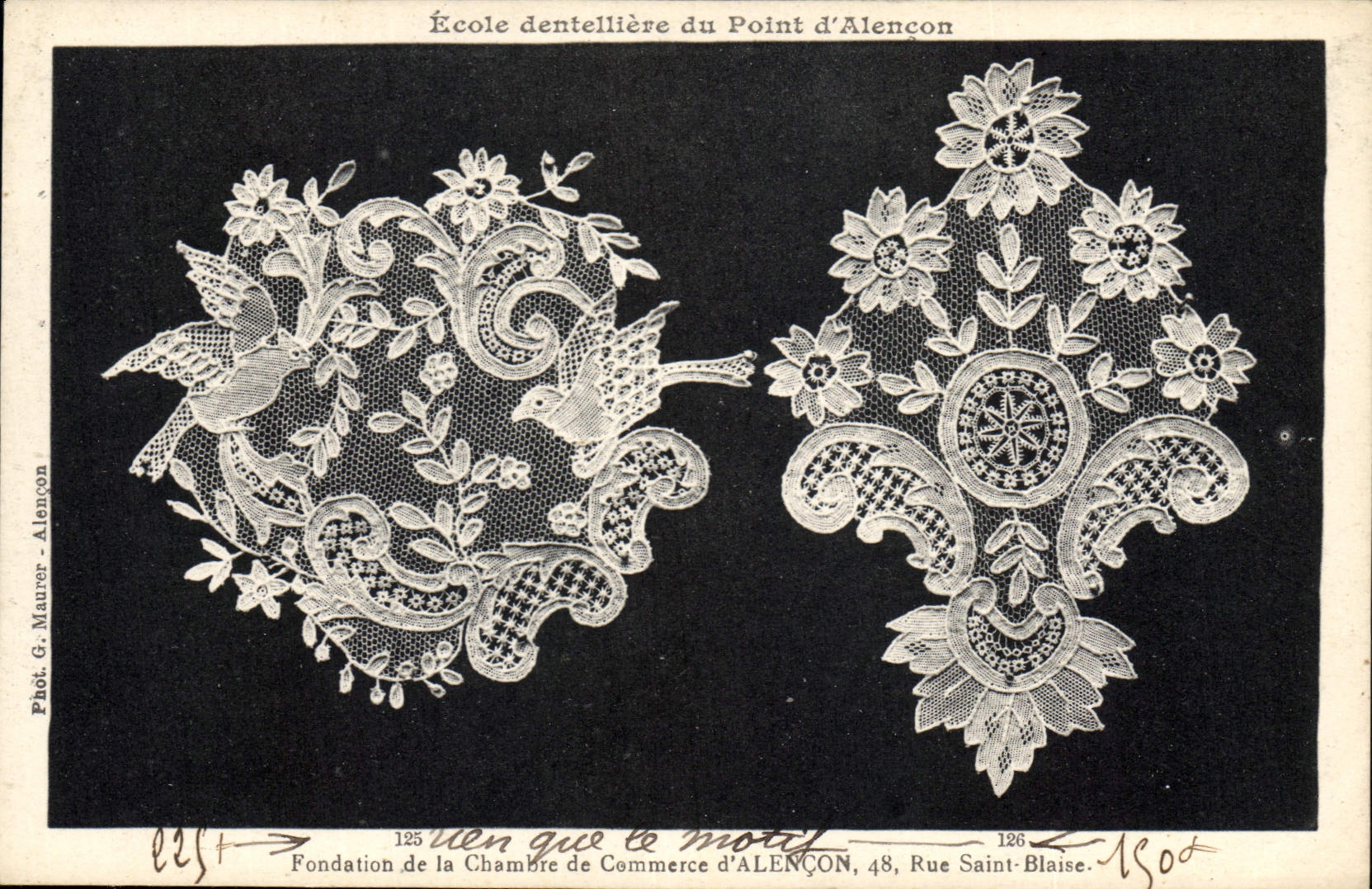 Postal Folclore Encaje Dentelliere Escuela dentelliere del Punto de Alencon