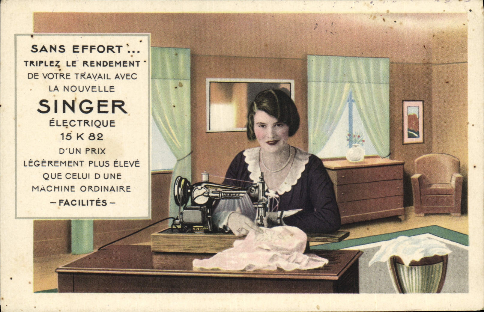 Vintage Postcard Sewing machine To ape 15K82