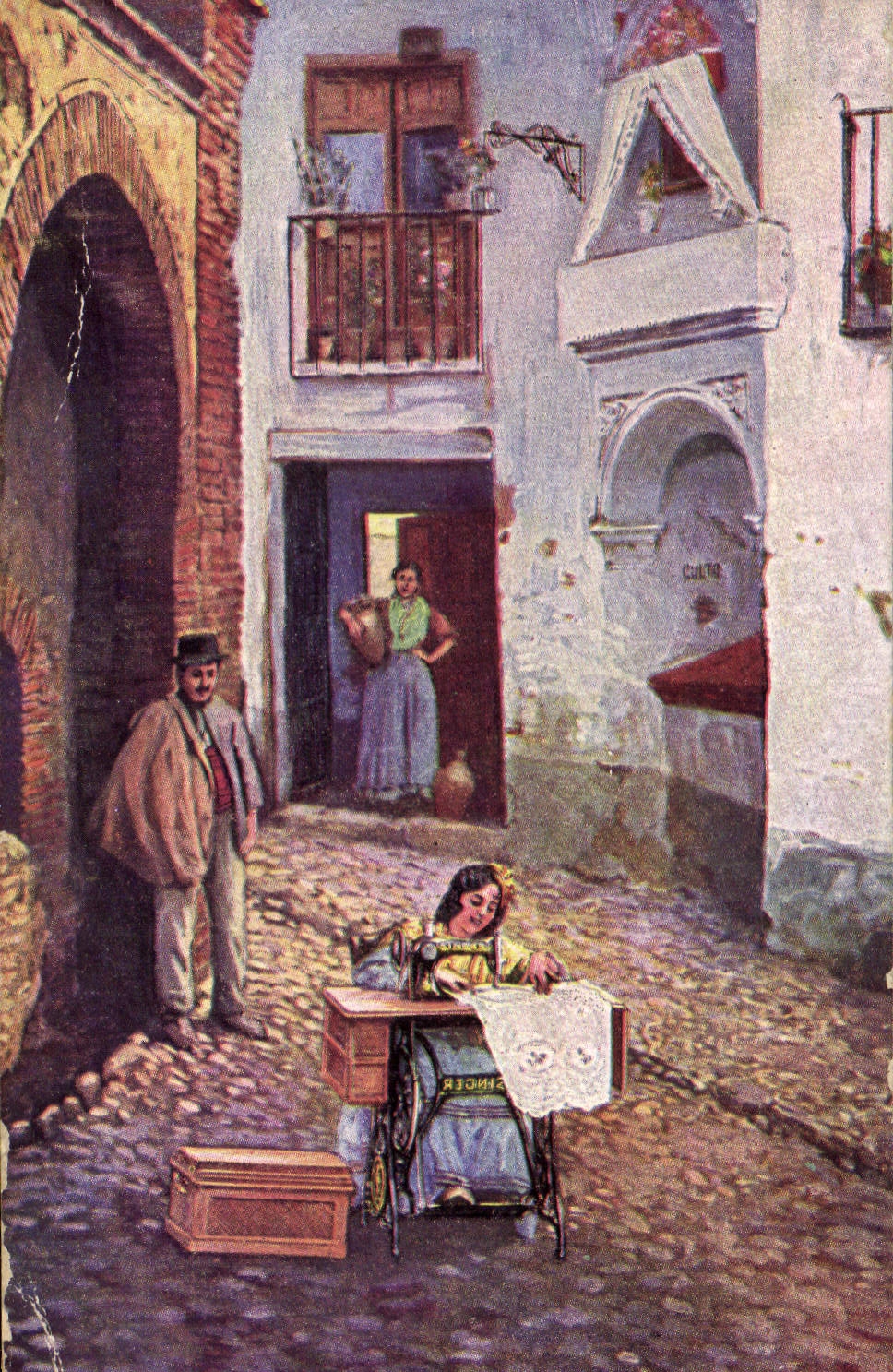 Vintage Postcard Sewing machine To ape Granada