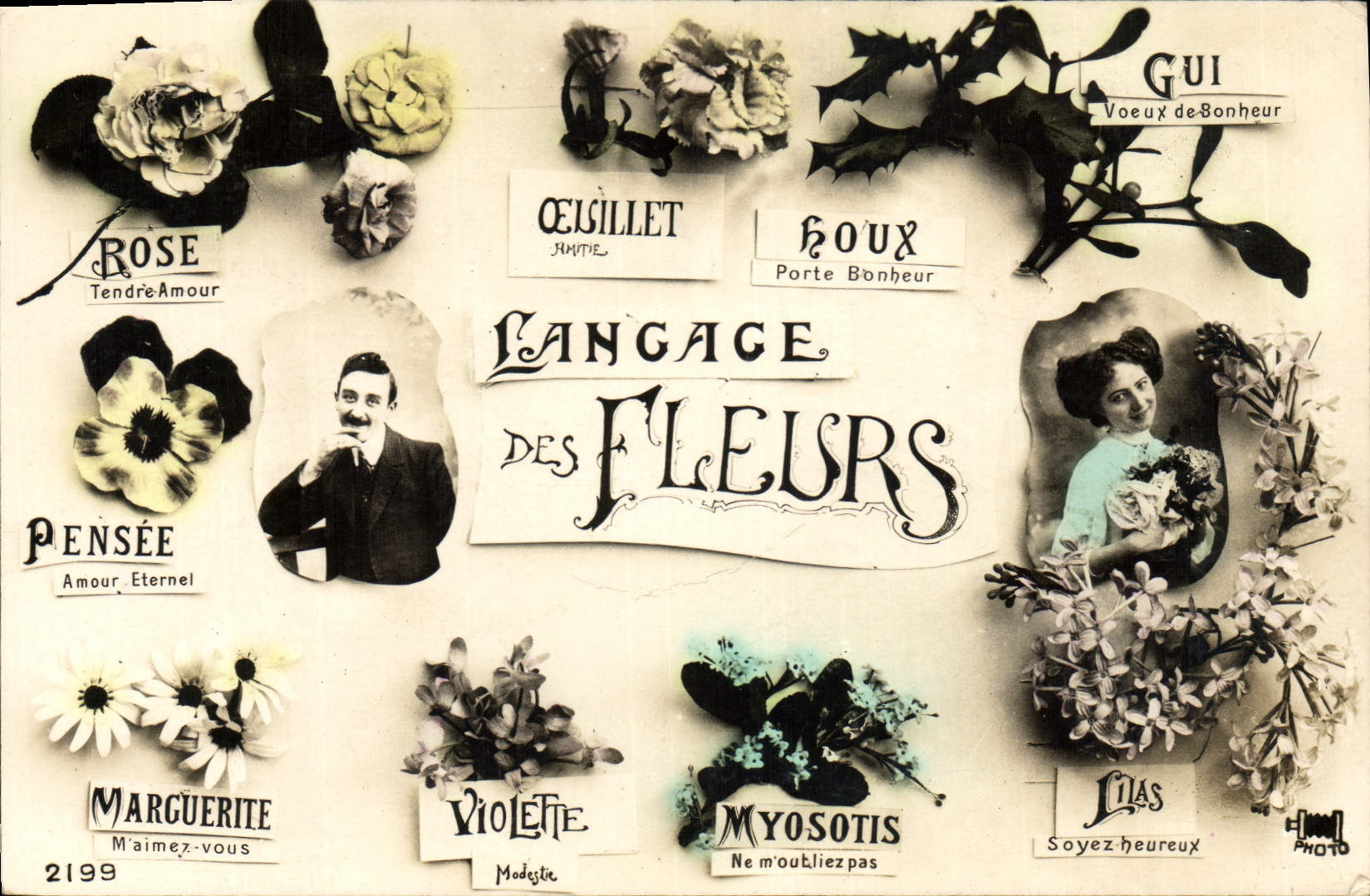Vintage Postcard Fantasy Language of the Flowers