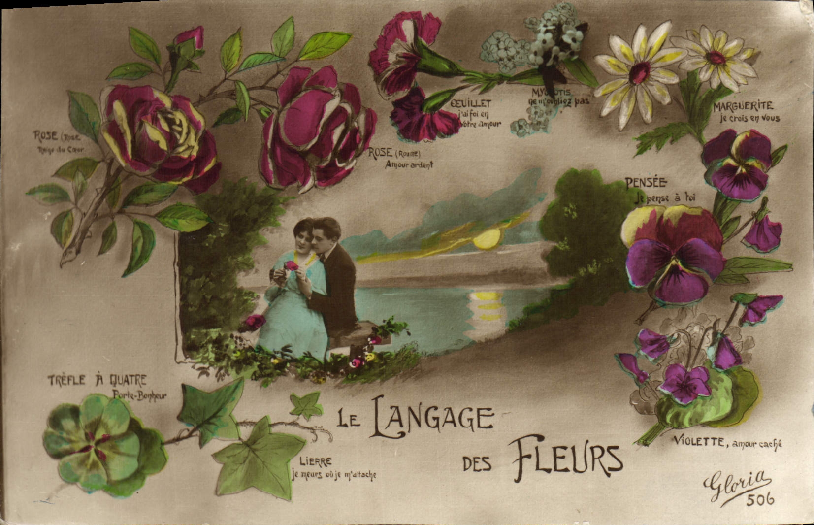 CPA Fantaisie Langage des Fleurs 