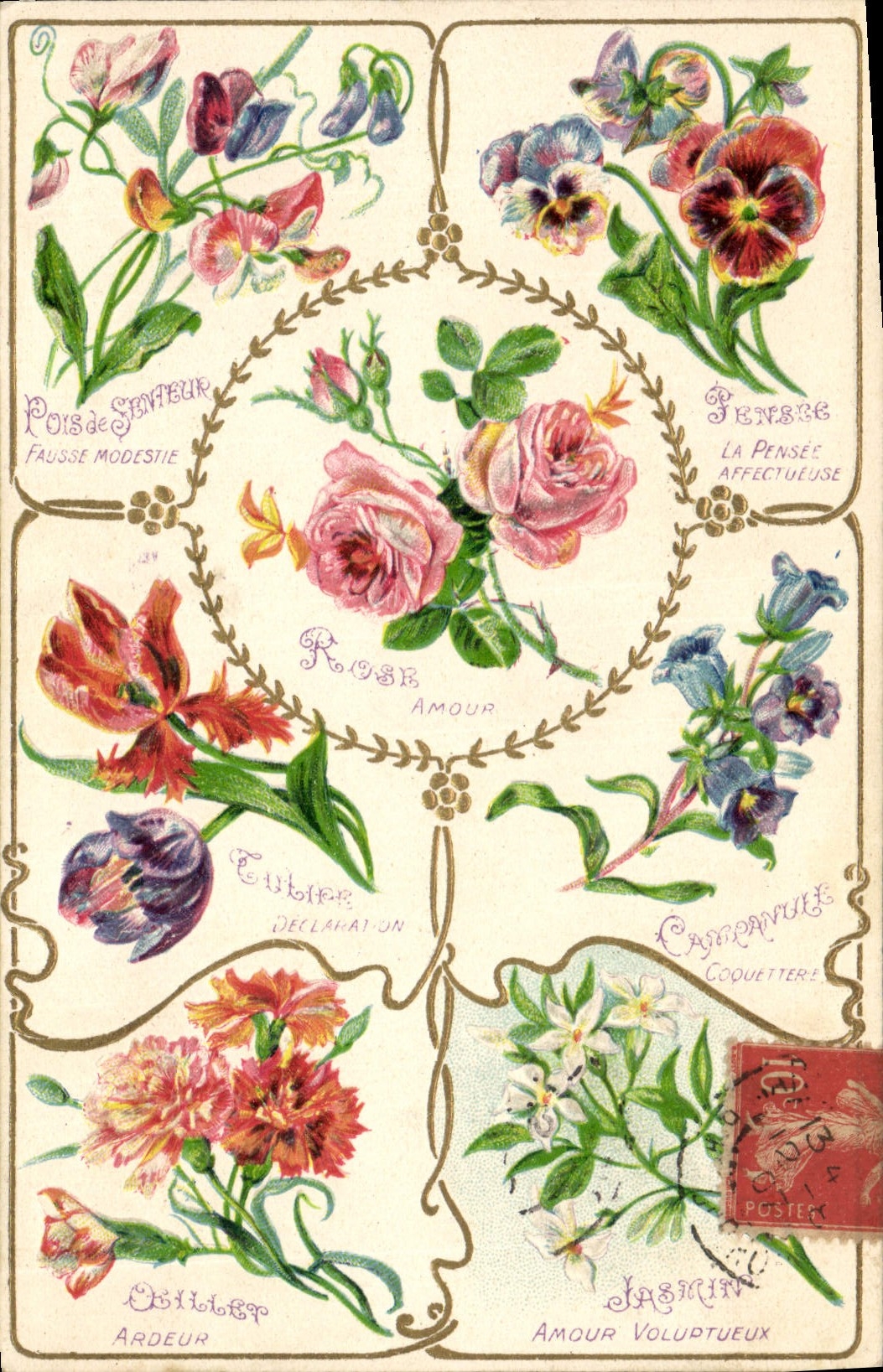 CPA Fantaisie Langage des Fleurs 