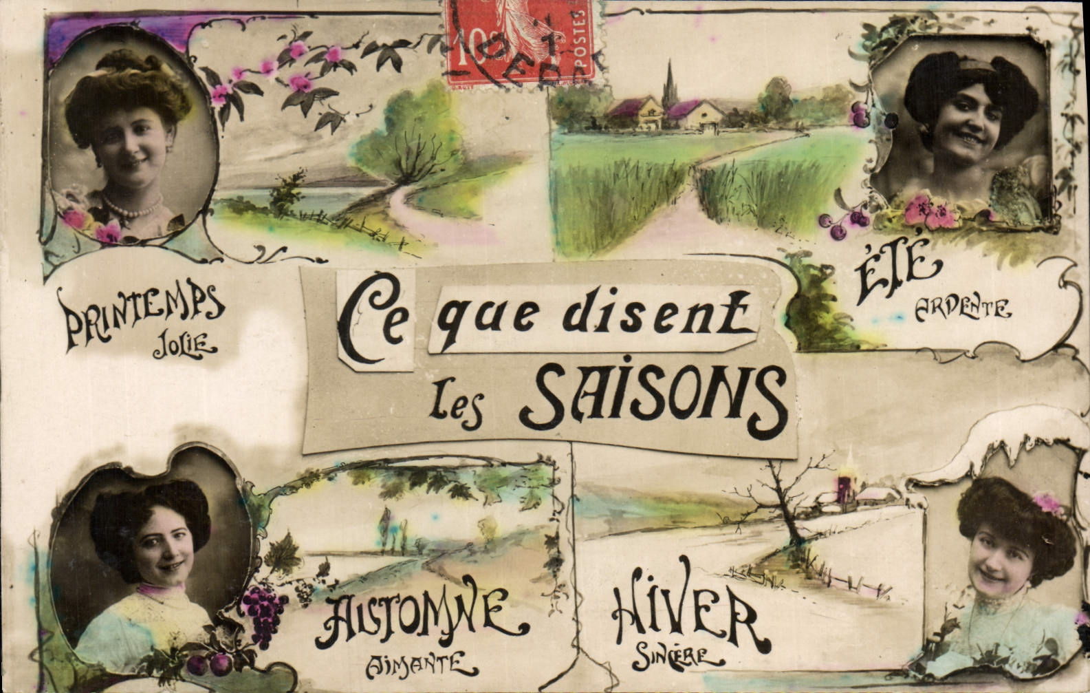 Vintage Postcard Fantasy Women what say the seasons