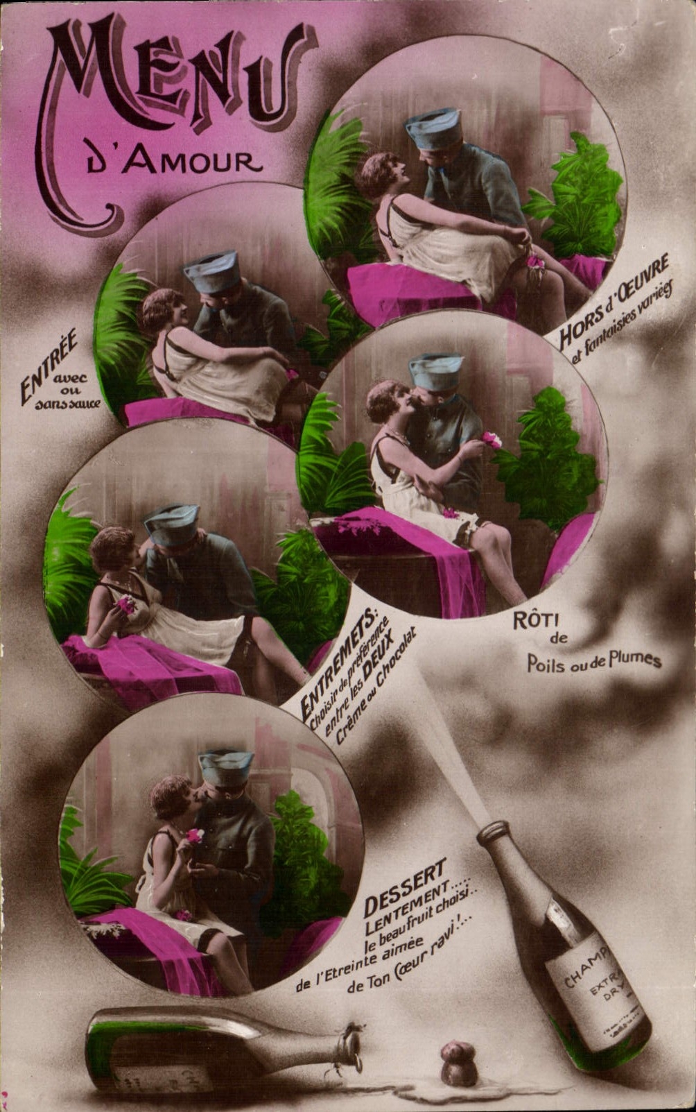 Vintage Postcard Fantasy Woman Small of Militaria love